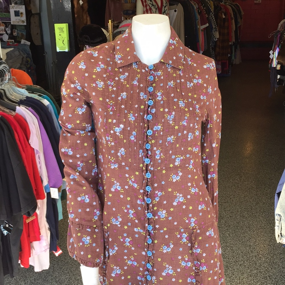 Free People boho brown floral tunic dress